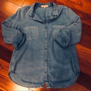 Blue tencel  button up